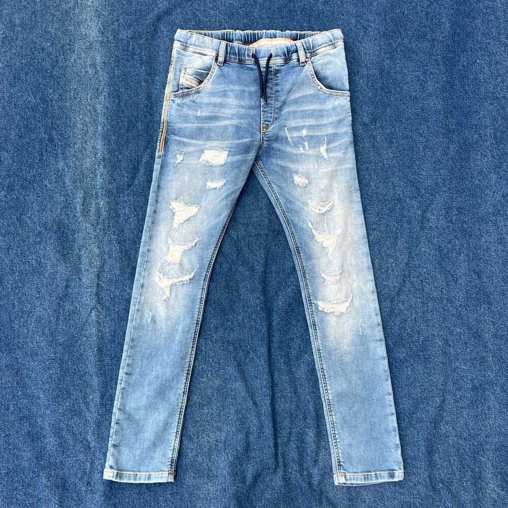 Diesel drawstring slim distressed denim
